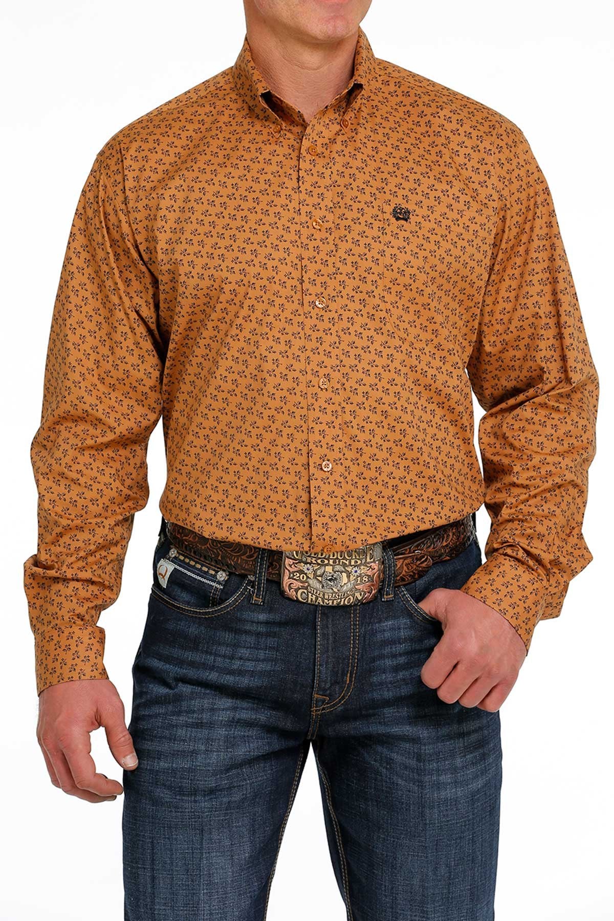 Cinch Mens Long Sleeve Print Brown, XL - MTW1105610