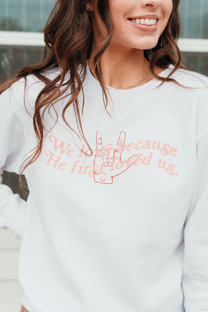 White Jesus Loves You Crewneck Sweatshirt