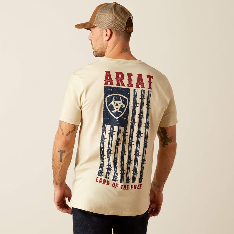 Ariat MNS Barbed Flag Tee Natural