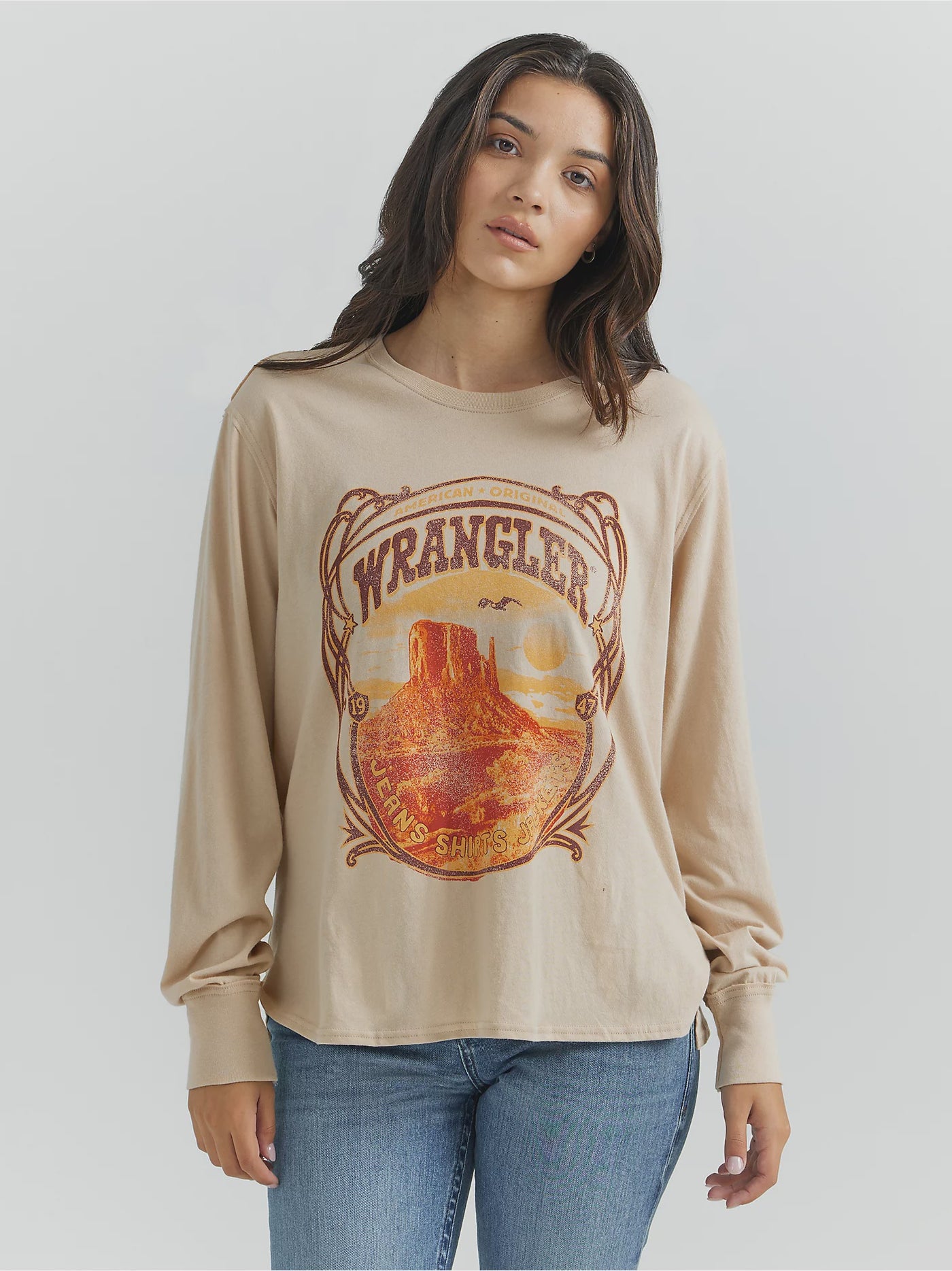 Wrangler 112350108 Relaxed Long Sleeve Tee Moonlight Beige