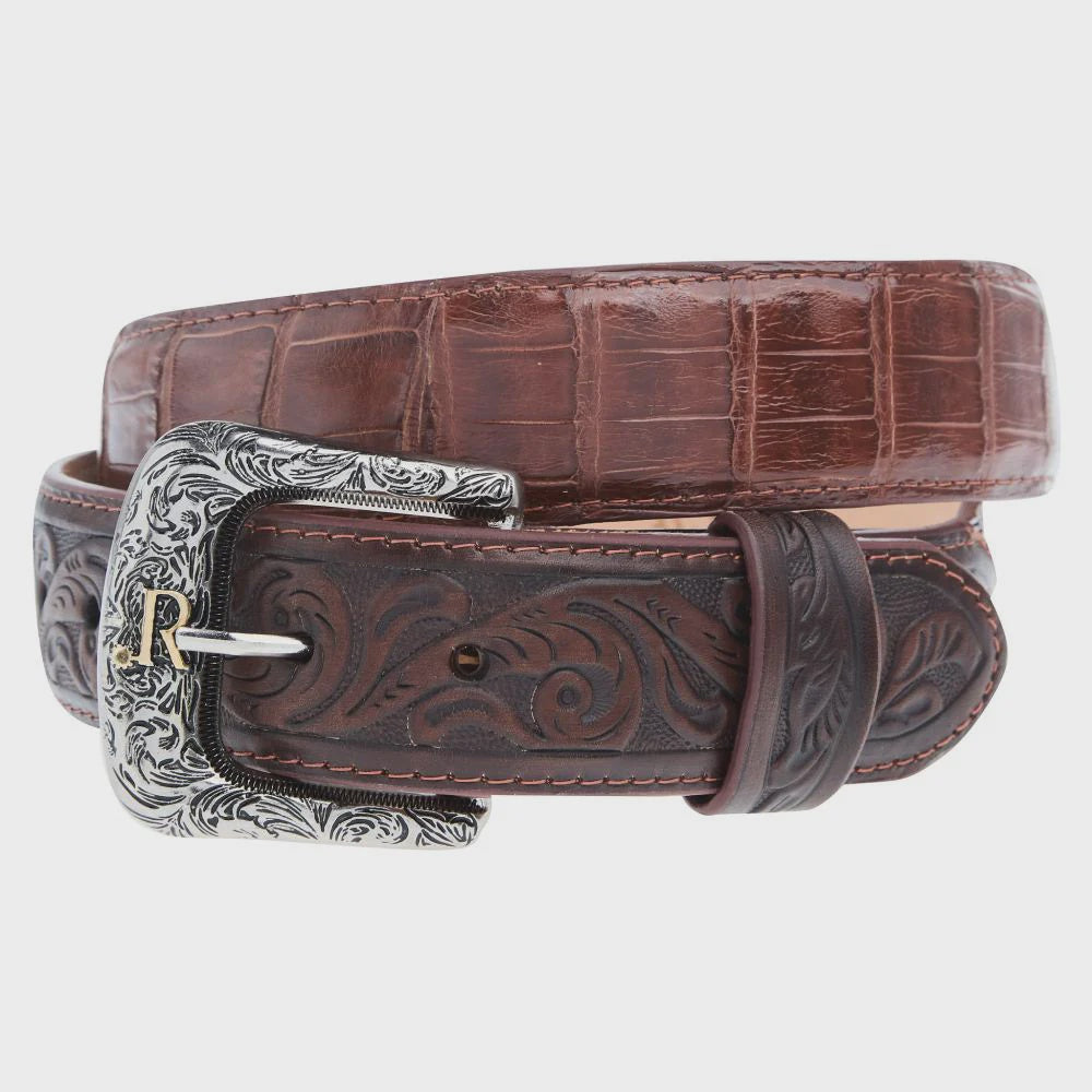 R. Watson Boots Men's Glazed Tobacco Caiman Belt RWB2309