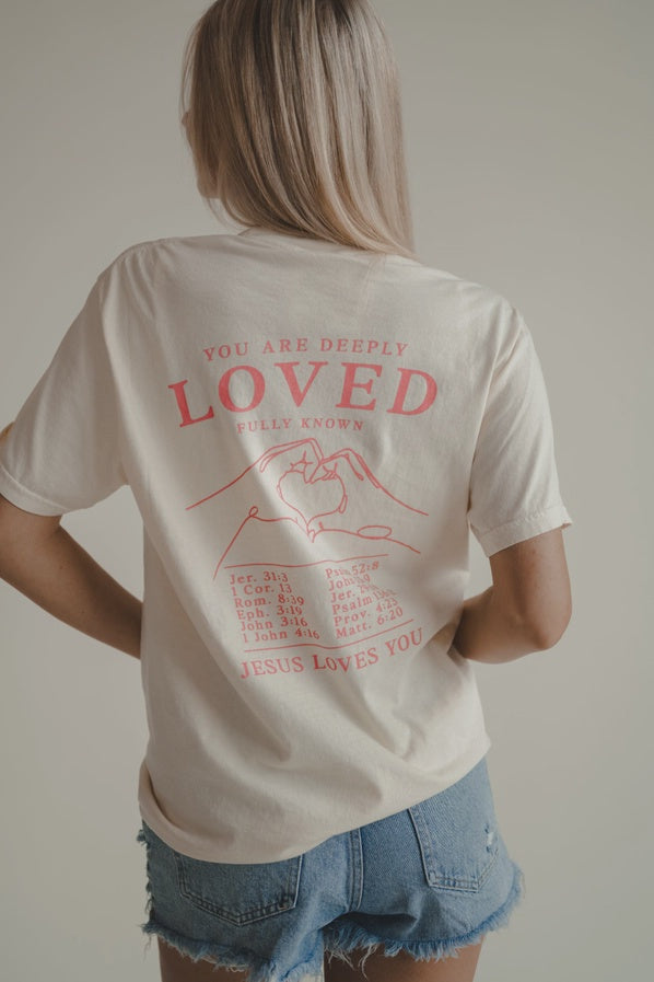 Jesus Loves you Cream/Pink Tee