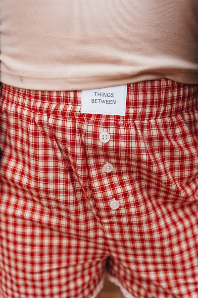 Red Gingham Boxer Shorts TBP13389