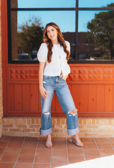 White Hailey Bow Tie Detail Blouse PT18486