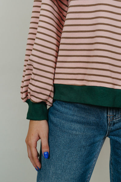 Blush/Green Knit Stripe Sweater T23884