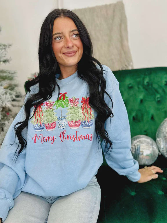 Christmas Plants Lt Blue Sweatshirt