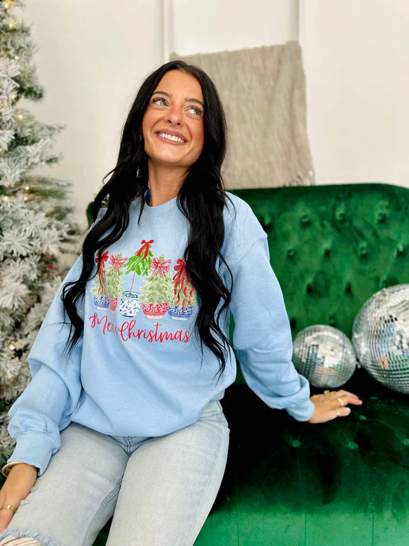 Christmas Plants Lt Blue Sweatshirt