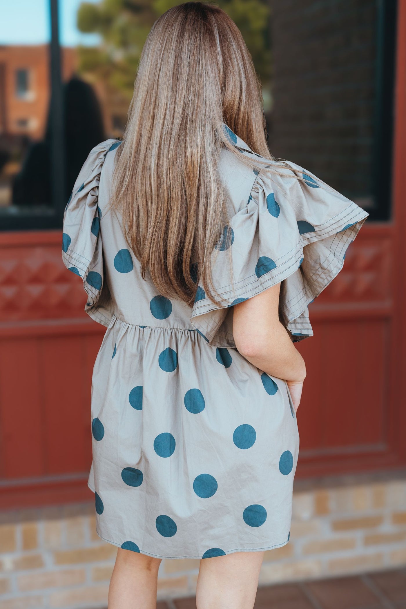 Taupe Polka Dot Mini Dress ID4283