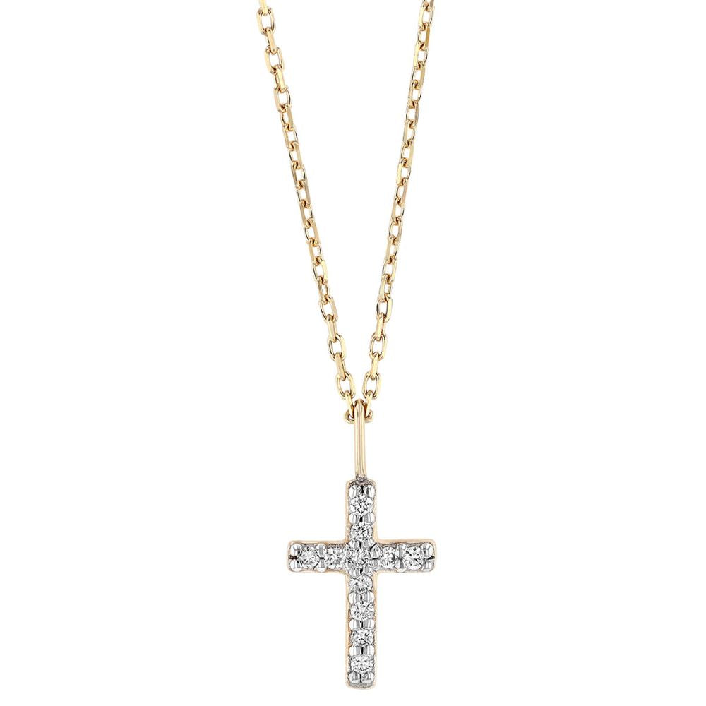 KS 14K White Diamond Cross Necklace