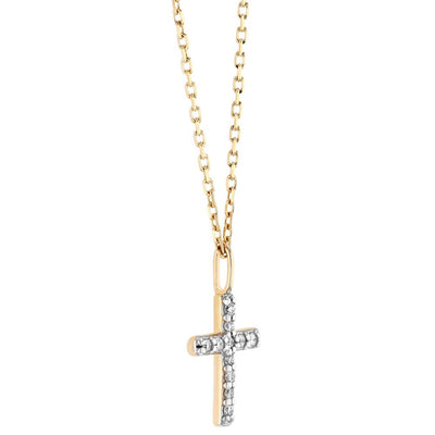 KS 14K White Diamond Cross Necklace