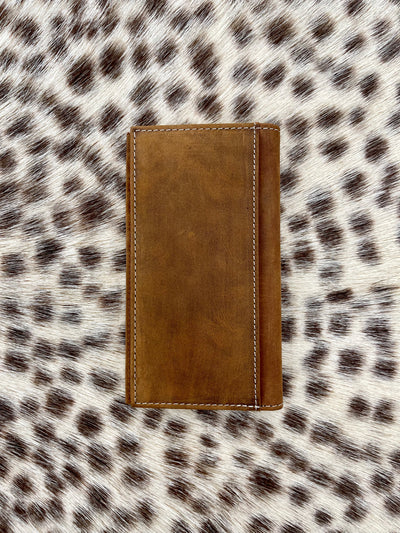 Nocona Wallets Men's Leather Floral Buck Laced Brown Money Clip N5415302