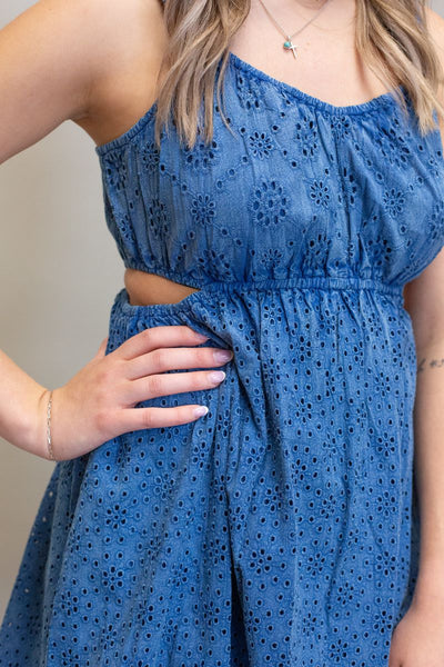 Rock & Roll Blue Eyelet Dress