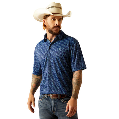 Ariat Men's All Over Print Polo Blue Depths 10055188