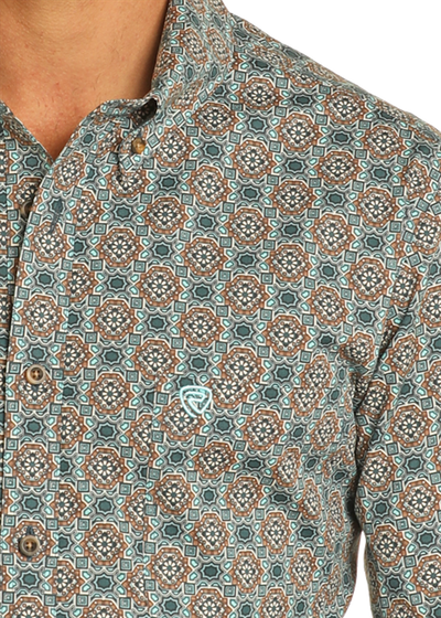 Teal RR Woven Long Sleeve Shirt BMB2S04724