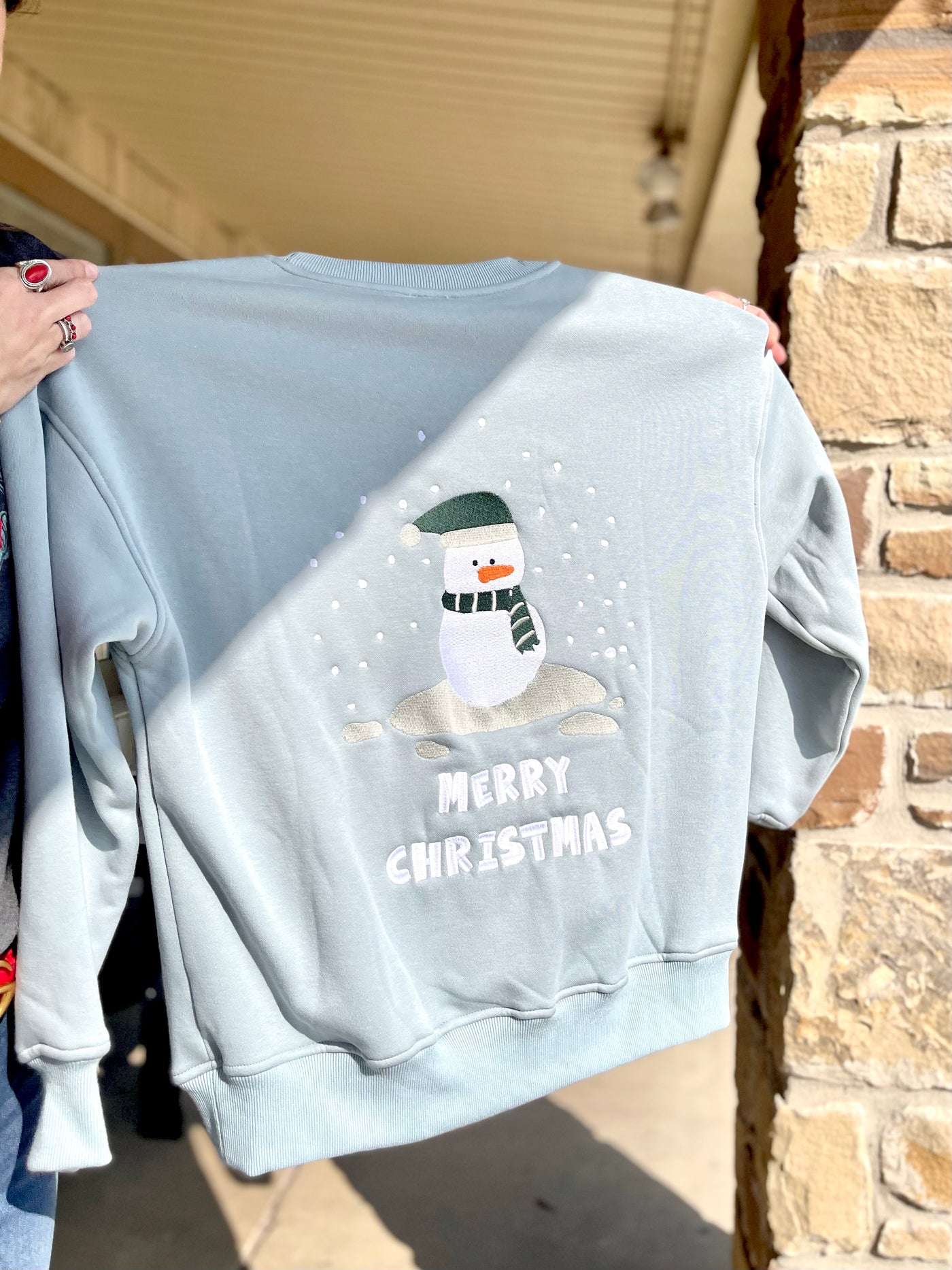 Light Blue "Merry Christmas" Sweatshirt IT5026-1