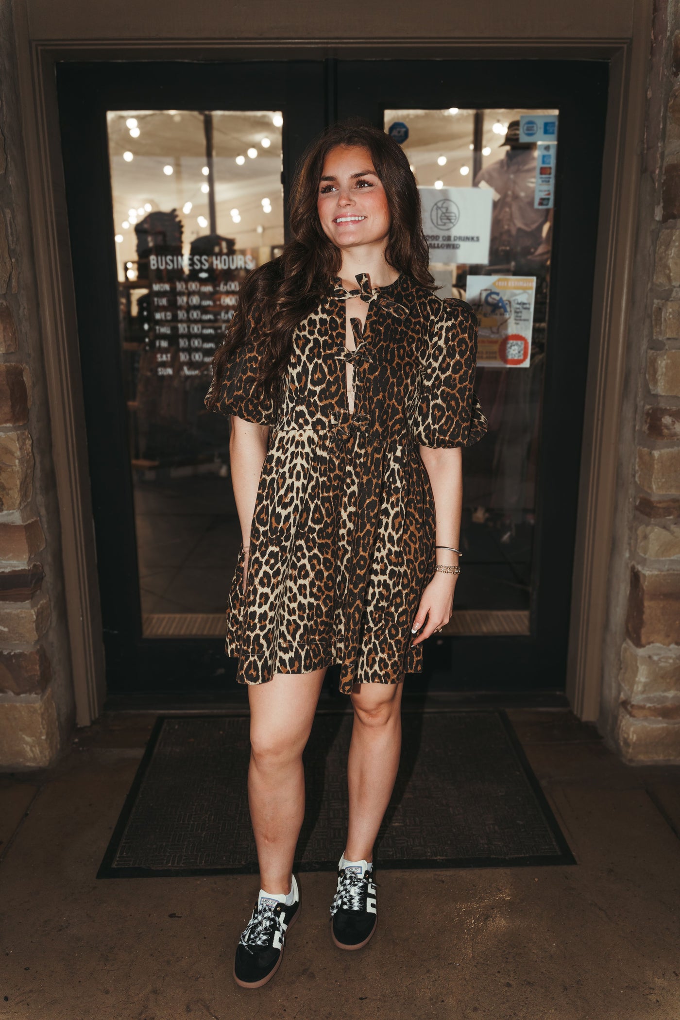 Brown Arlo Leopard Denim Mini Dress S1754D-1