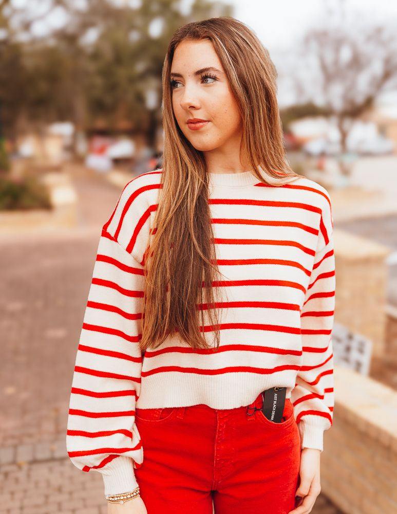 Red Striped Sweater HF24E626