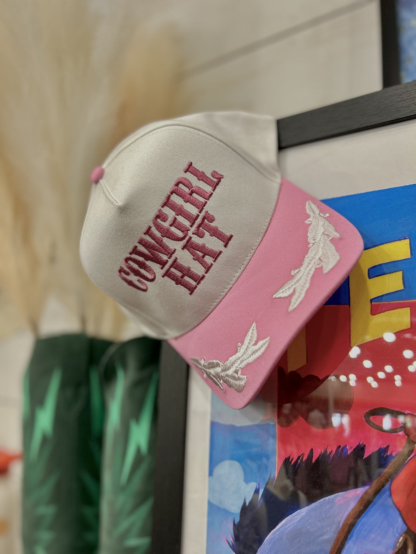 Pink/White Cowgirl Hat Cap