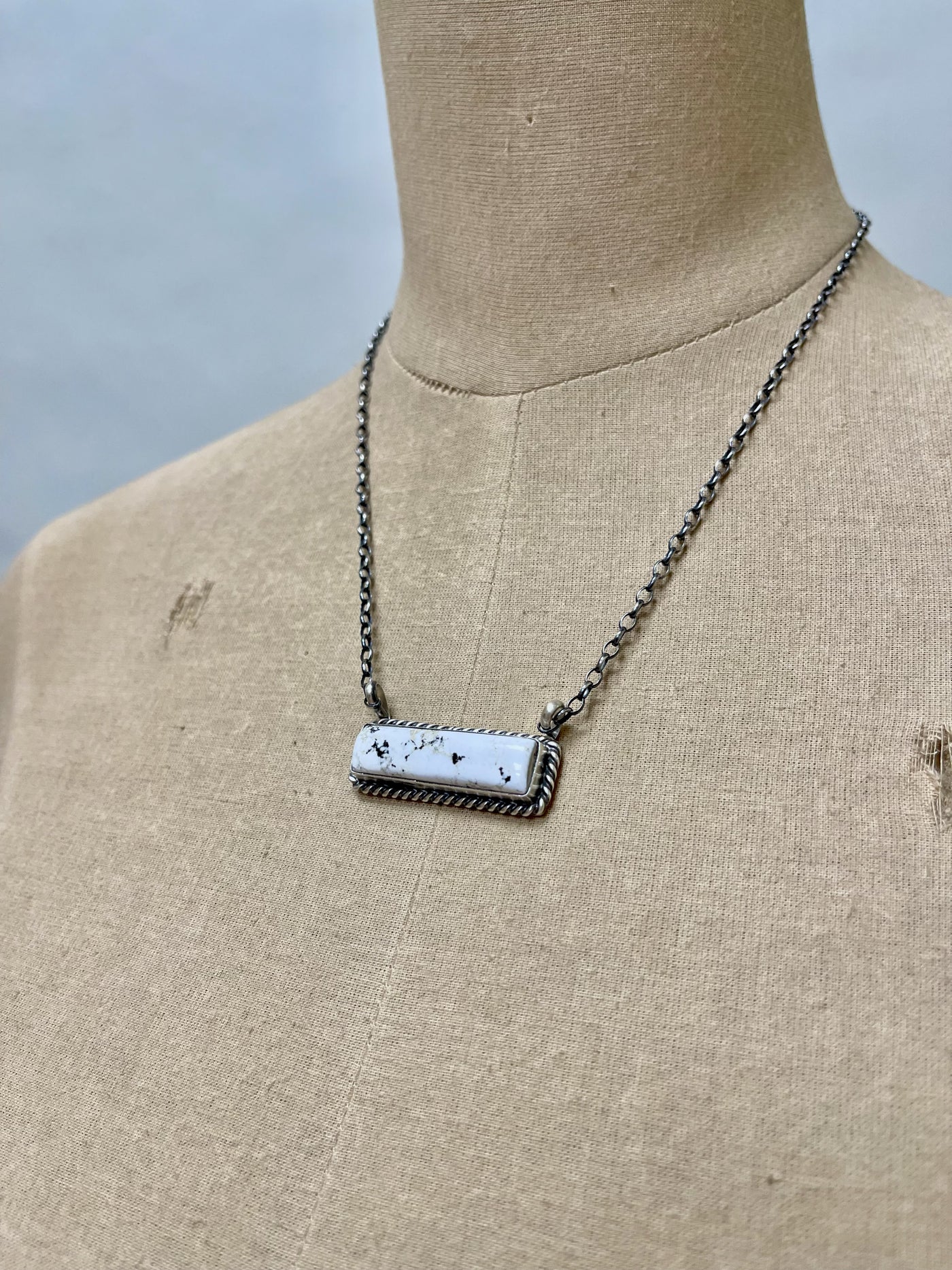 Augistine Largo White Buffalo Bar Necklace