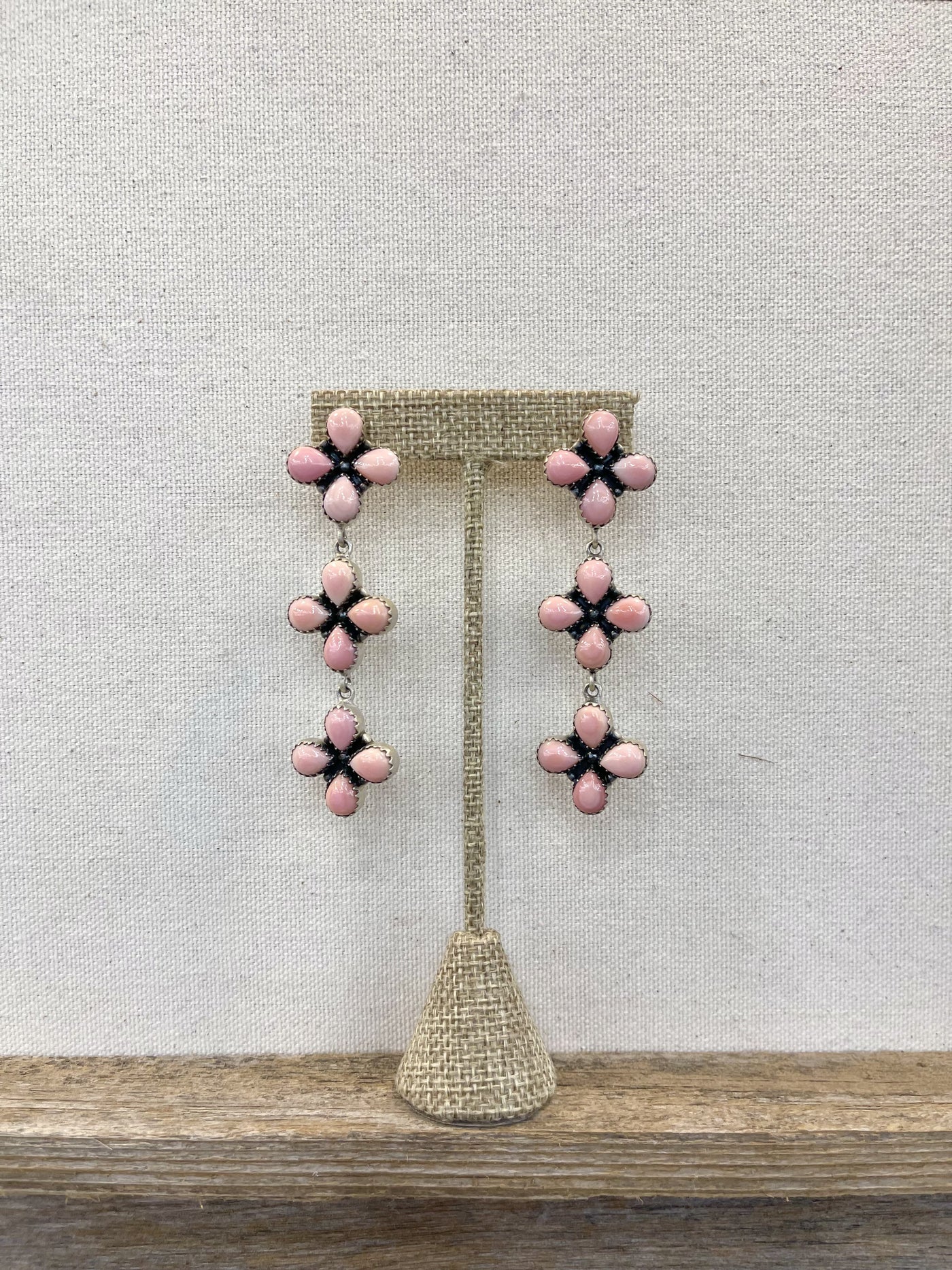 Pink Conch 3 Cluster Drop Earring