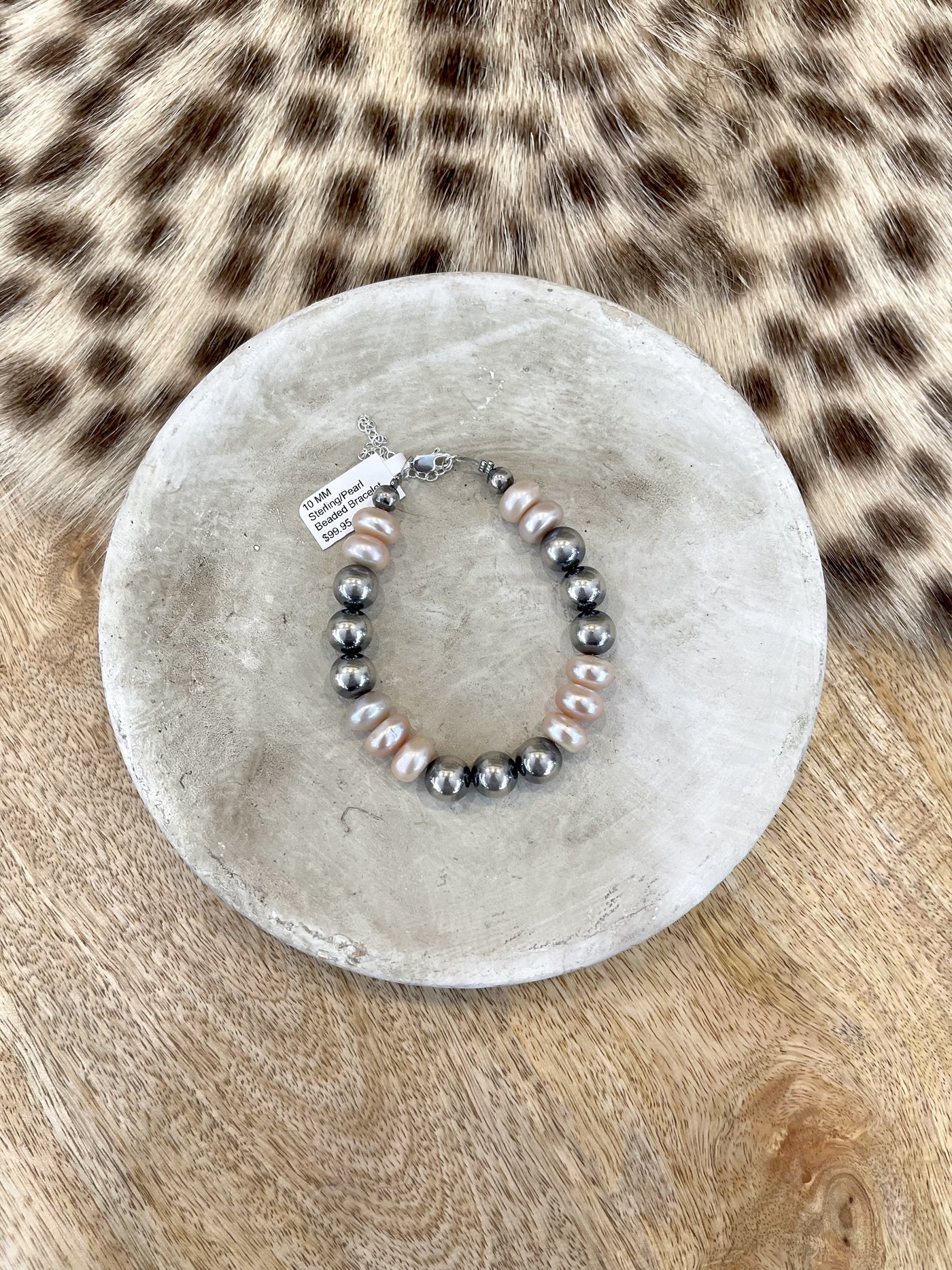 10 MM Sterling/Pearl Beaded Bracelet