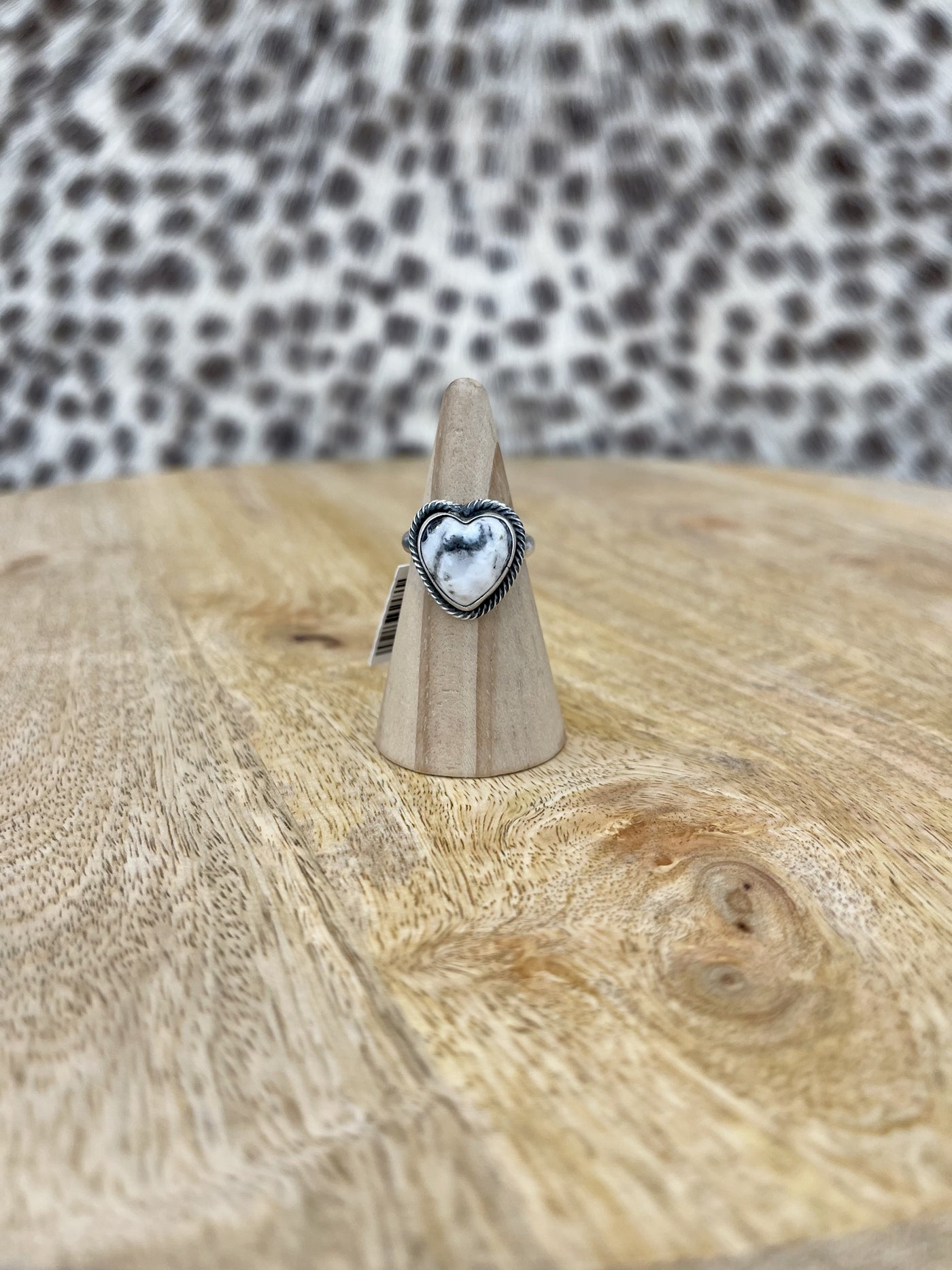 White Buffalo Heart Ring