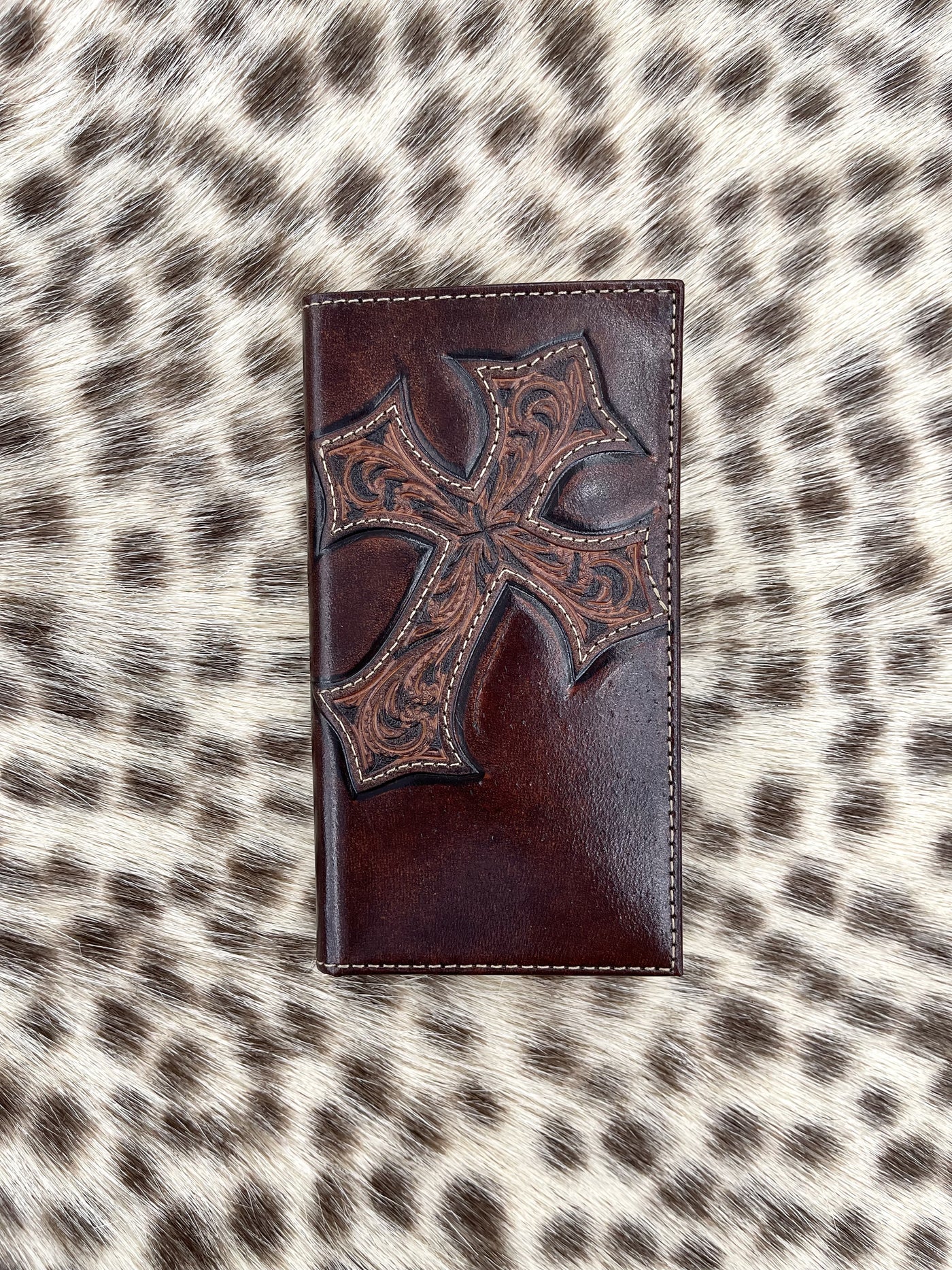 N5487044 Nocona Dark Brown Diagonal Cross Men's Rodeo Wallet/Checkbook Cover