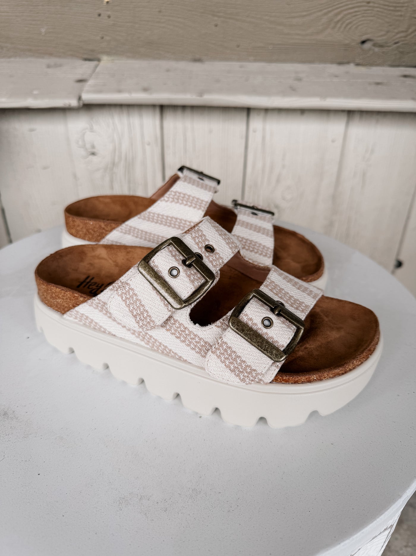 Rumor Has It - Tan Natural Stripe Sandal