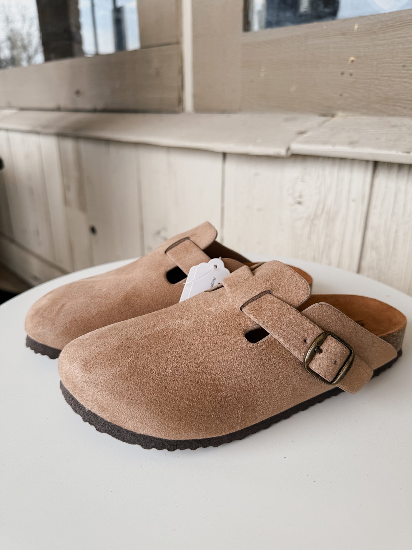 Regis Slide with Buckle Light Taupe