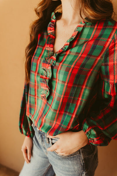 Lexi Top Plaid About You Green