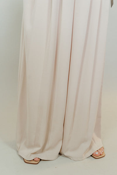 Oatmeal Pleated Wide Leg Pants P-3430-JK