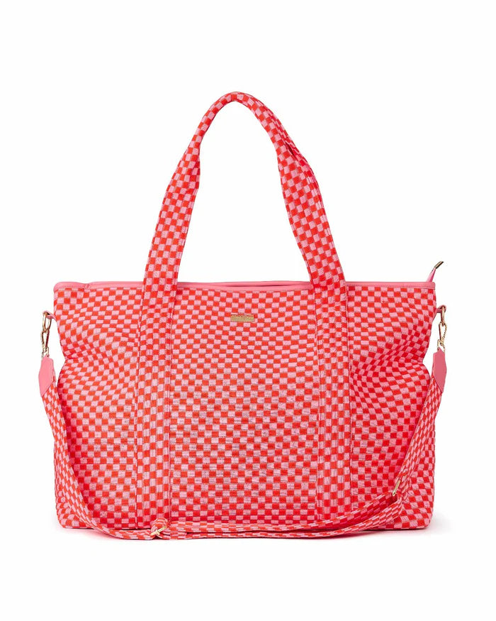 Pink XL Checkered Duffle Bag