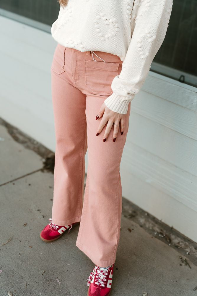 Dusty Coral Patch Pocket Wide Leg BP433J