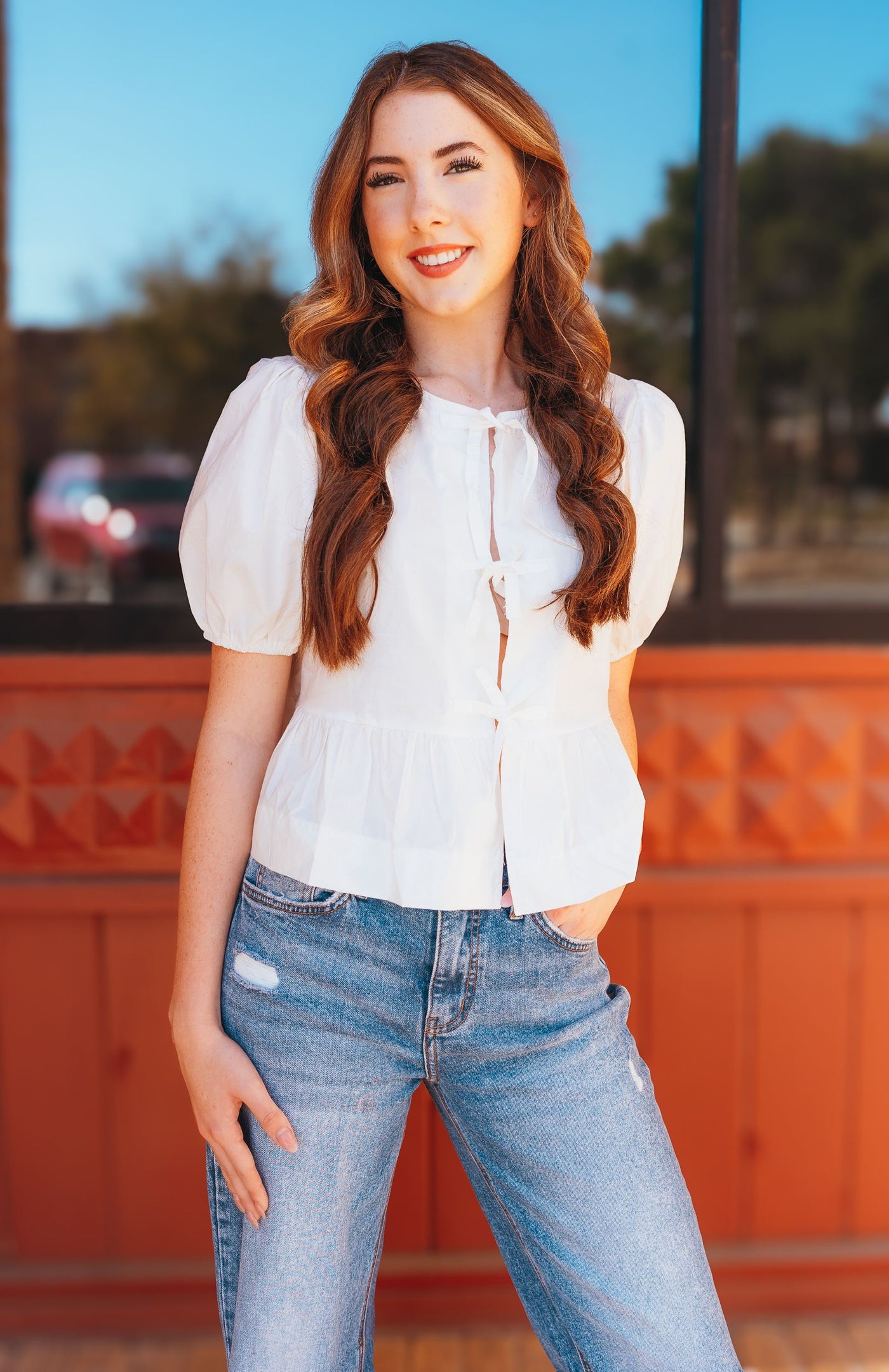 White Hailey Bow Tie Detail Blouse PT18486