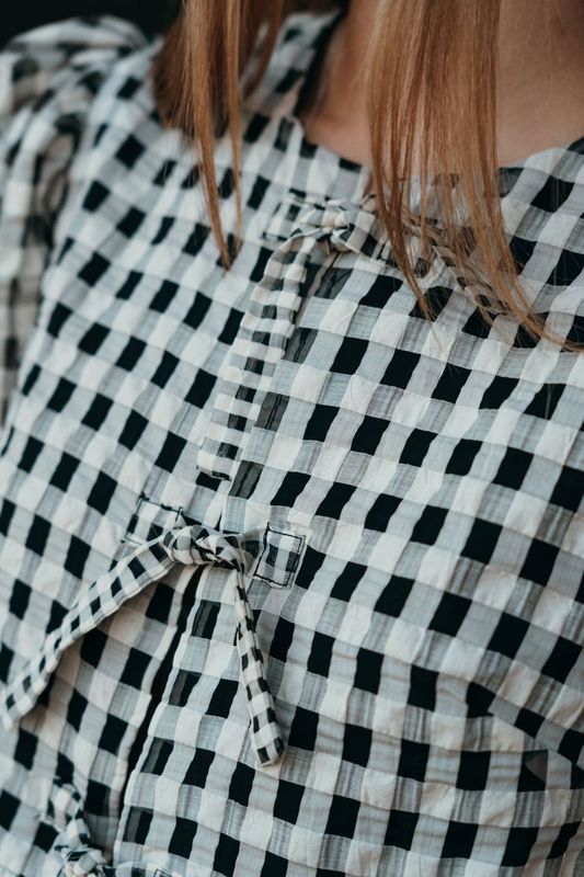 Norah Blouse in Gingham Print Black/White S1609T-2