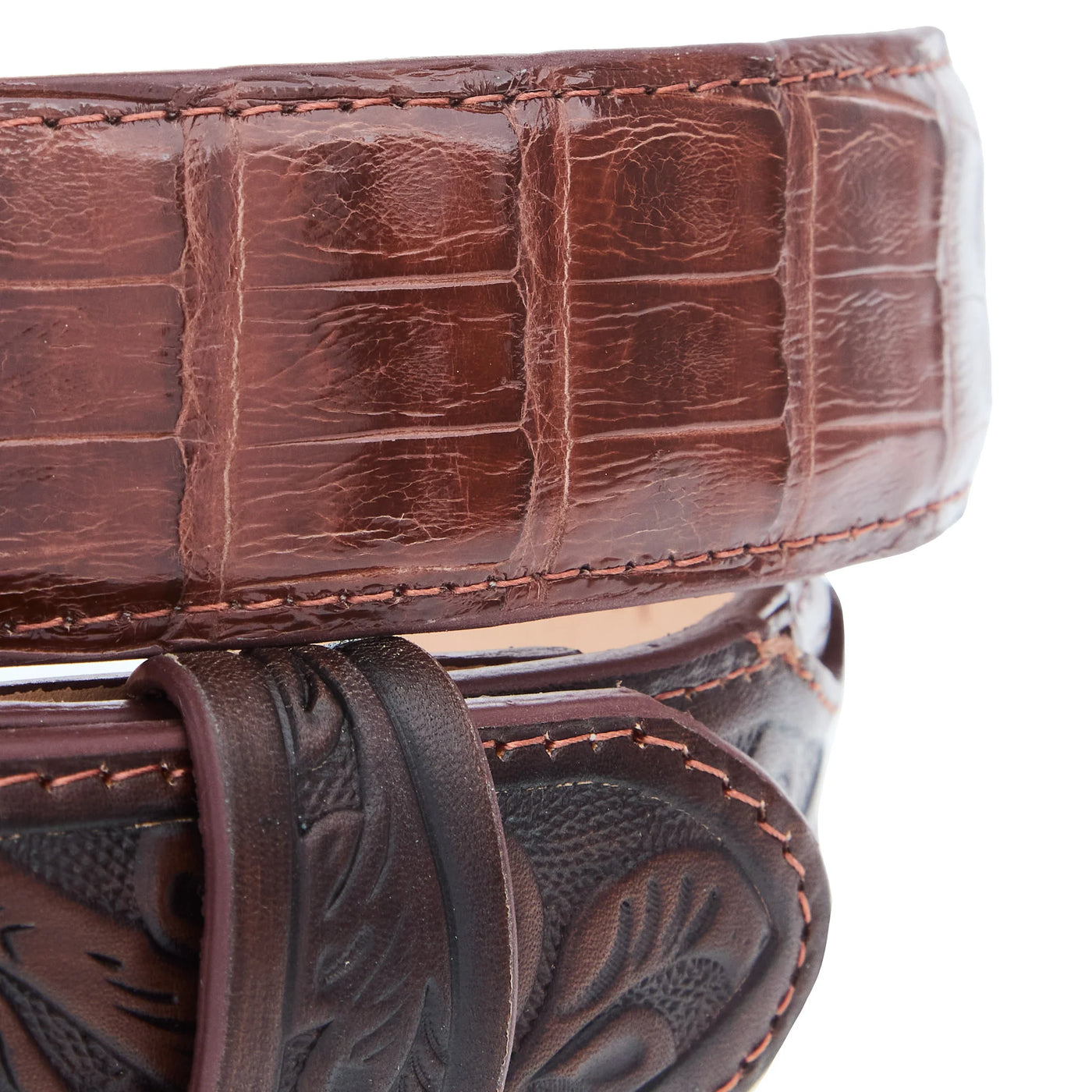 R. Watson Boots Men's Glazed Tobacco Caiman Belt RWB2309