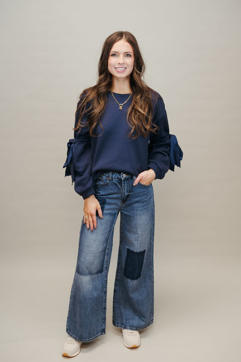 Navy Bow Detail Sweatshirt CT8876