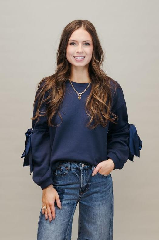 Navy Bow Detail Sweatshirt CT8876