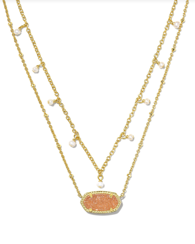 KS Elisa Pearl Gold Necklace Sand Drusy