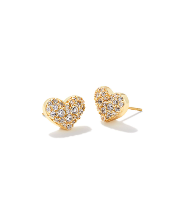 KS Ari Pave Crystal Heart Stud