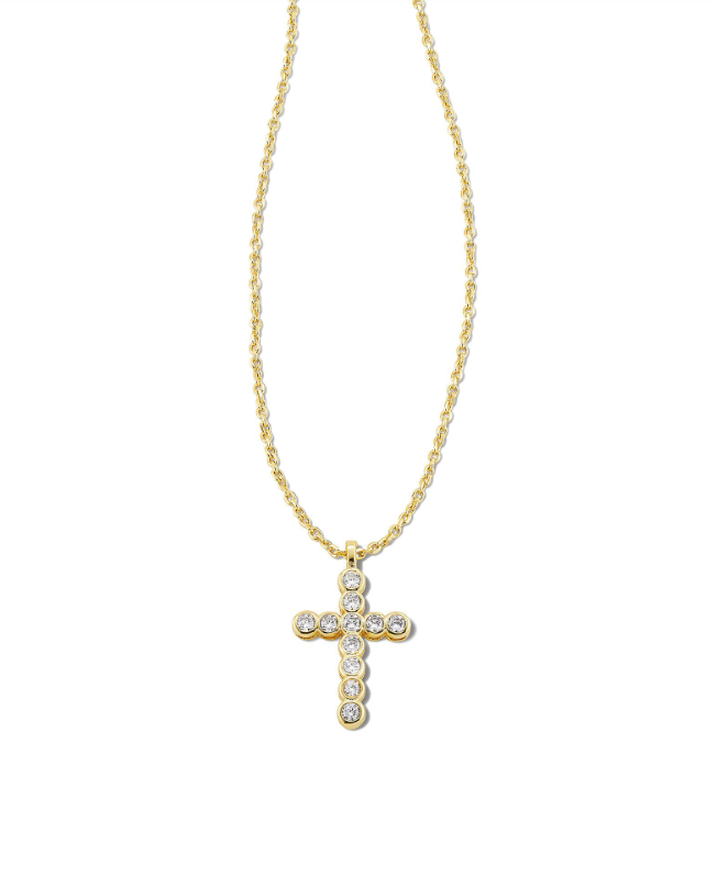 KS Crystal Cross Pendant Necklace