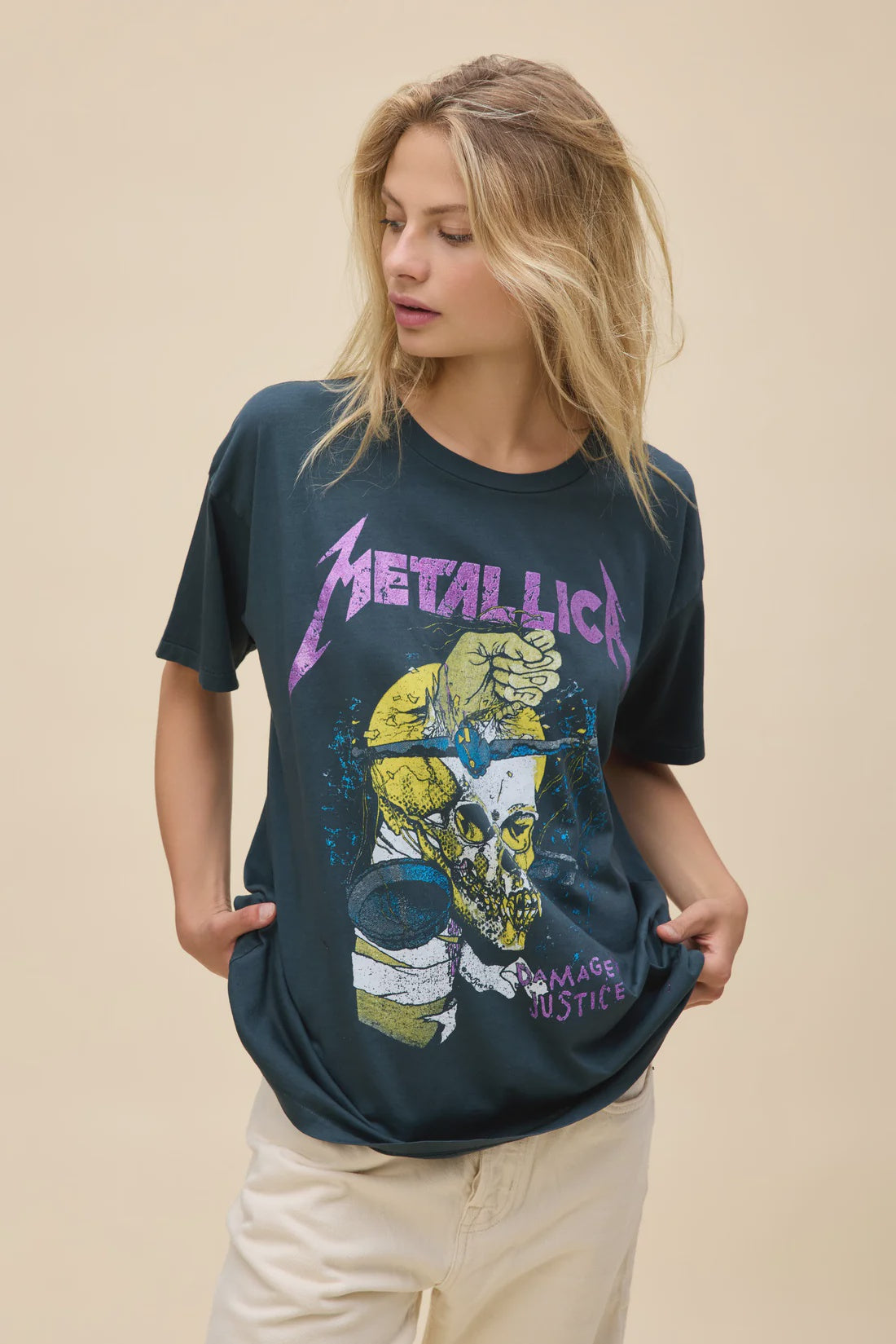 DayDreamer Metallica Damaged Justice Merch Tee Black