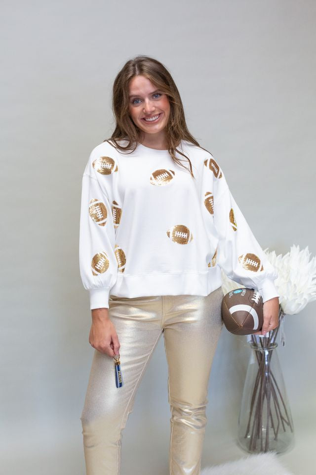 Millie White Football Sweatshirt