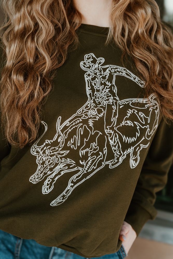 Forest Green Bull Rider Sweatshirt 36327T