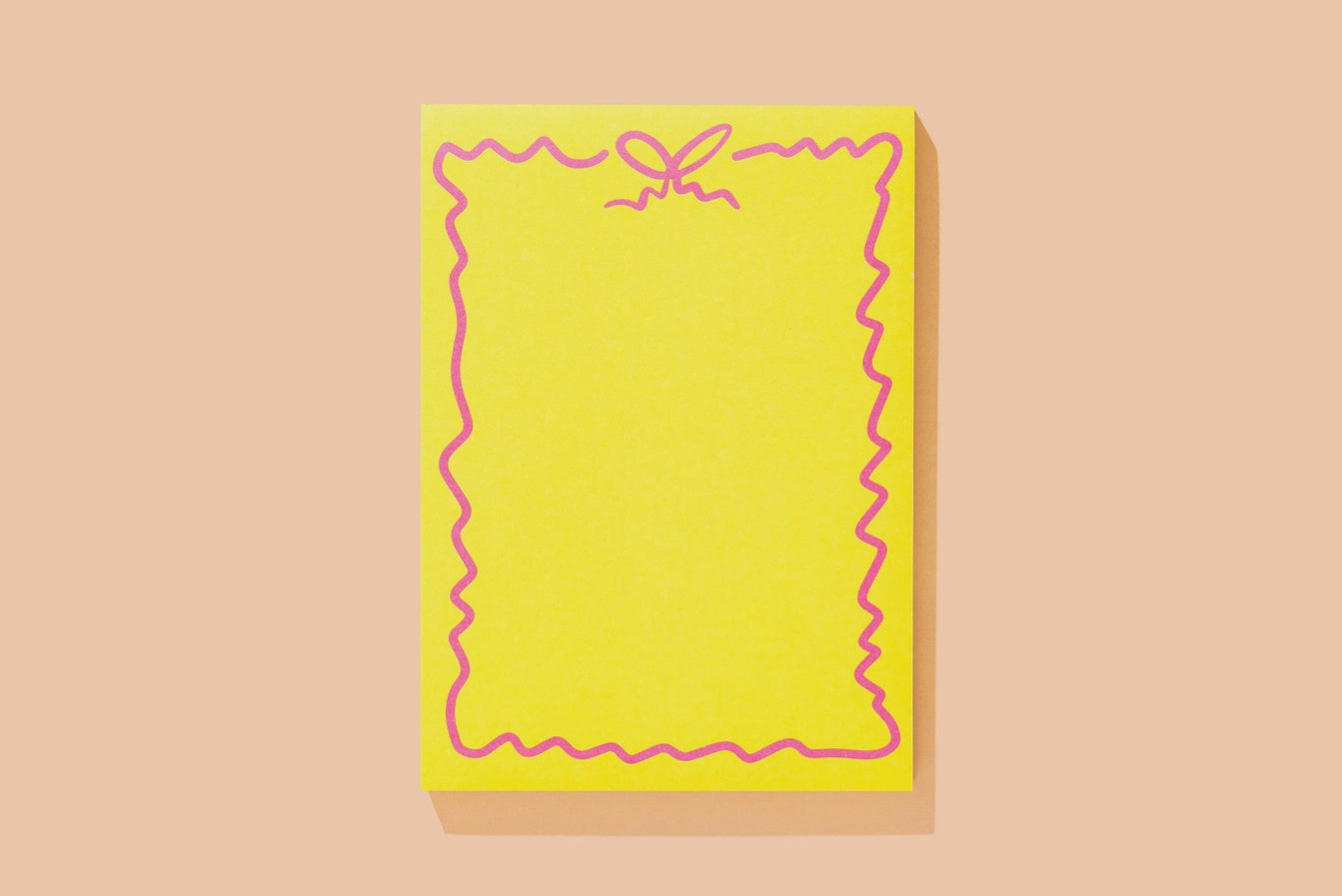 Yellow w/ Pink Bow Large Notepad