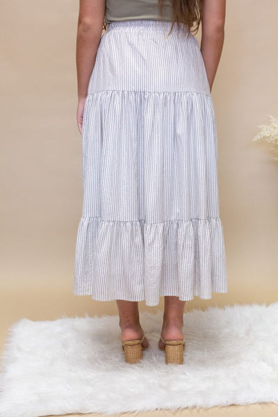 Beige Stripe Tiered Skirt