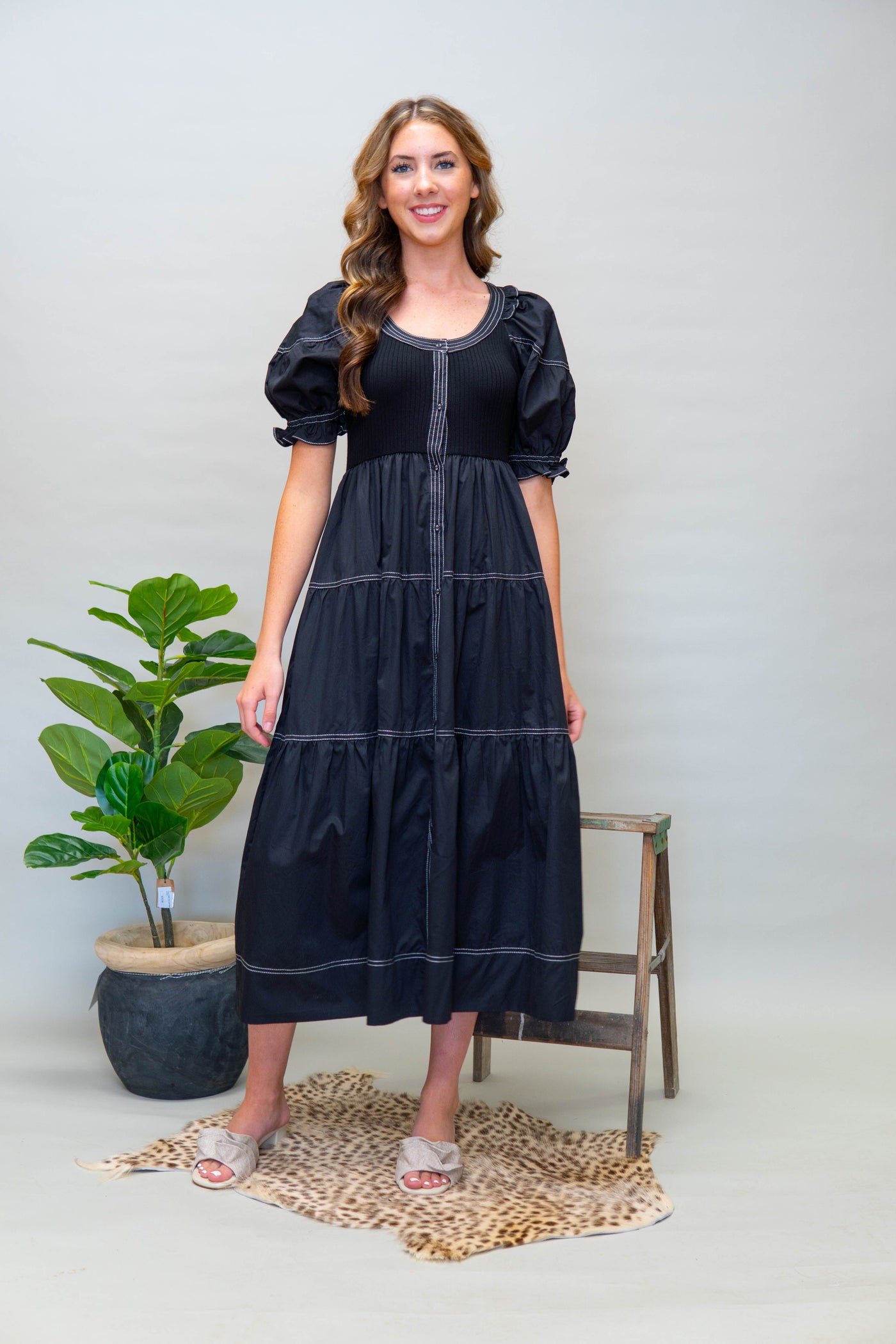 Black Kora Midi Dress