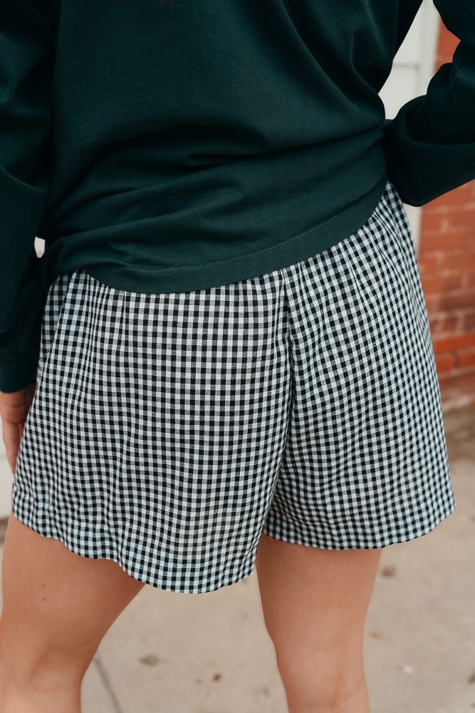 Black/White Gingham Casual Shorts WL25-10089