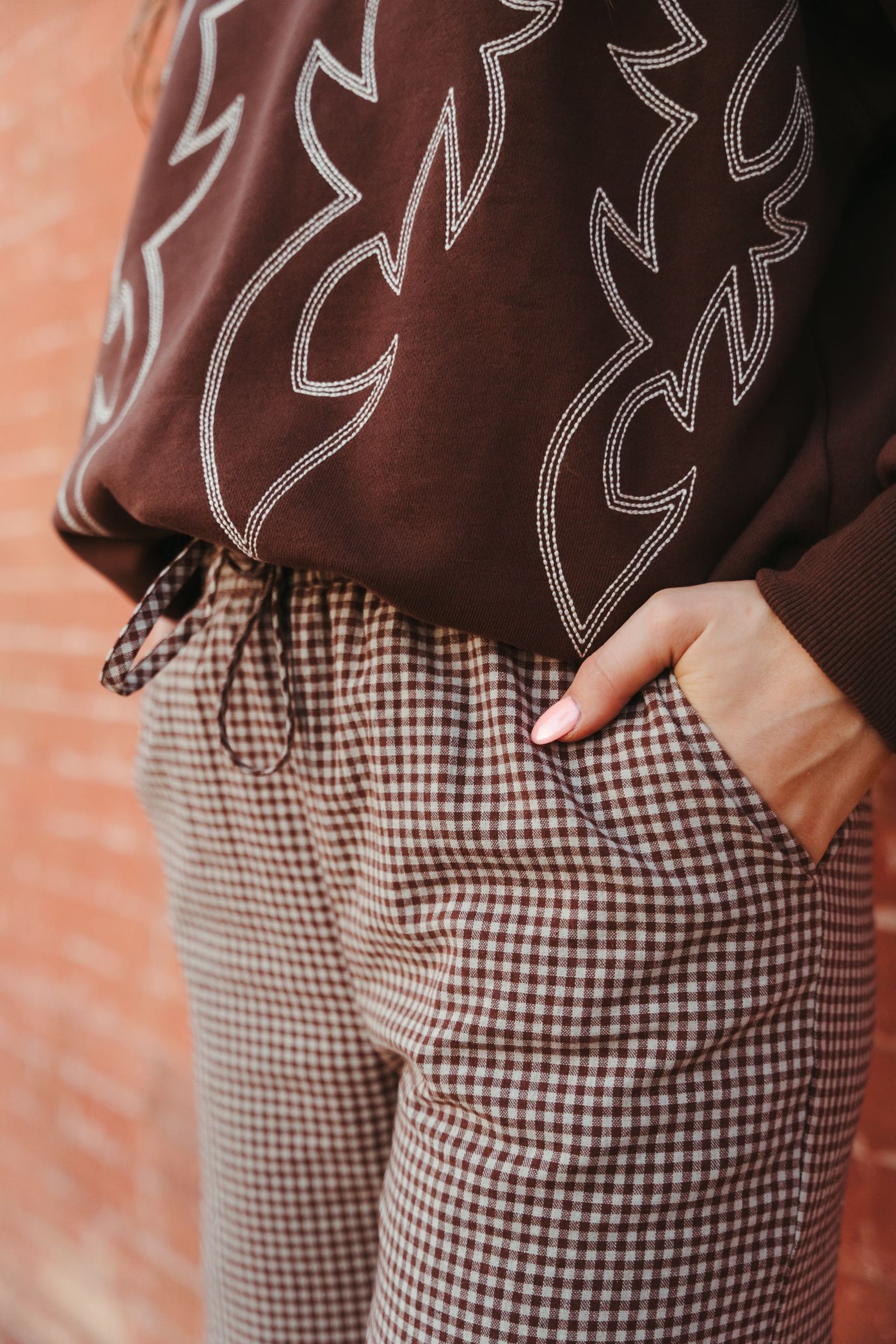 Brown Gingham Pants BRP2663-2