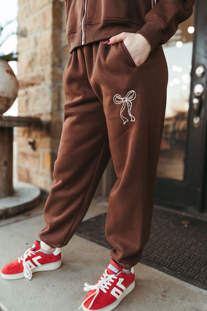 Chocolate Ribbon Embroidered Sweatpants BRP3190-1